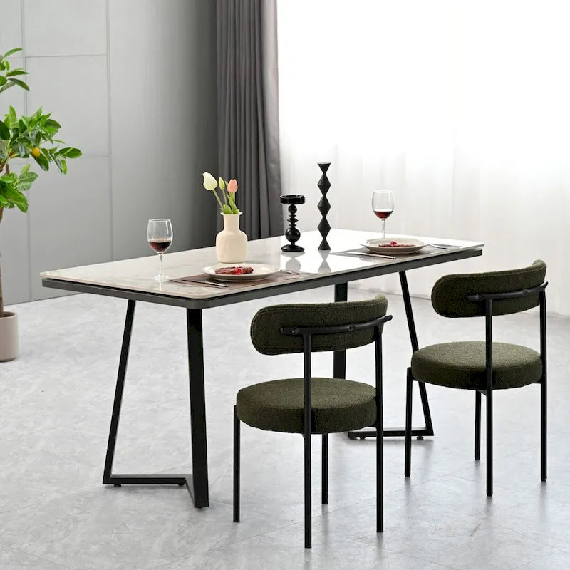 Chaises de salle à manger en velours vert/brun, modernes du milieu du siècle, lot de 2