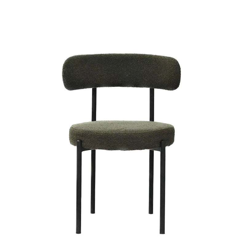 Chaises de salle à manger en velours vert/brun, modernes du milieu du siècle, lot de 2