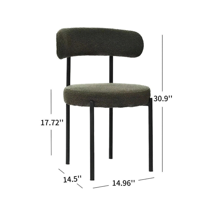 Chaises de salle à manger en velours vert/brun, modernes du milieu du siècle, lot de 2