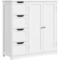 Meuble bas de salle de bain finition bois blanc – 4 tiroirs, pour 1 personne