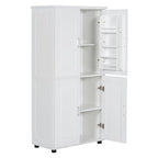 Armoire haute de rangement – Finition bois et blanc, 4 portes