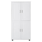 Armoire haute de rangement – Finition bois et blanc, 4 portes