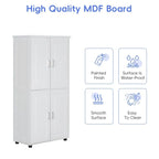 Armoire haute de rangement – Finition bois et blanc, 4 portes