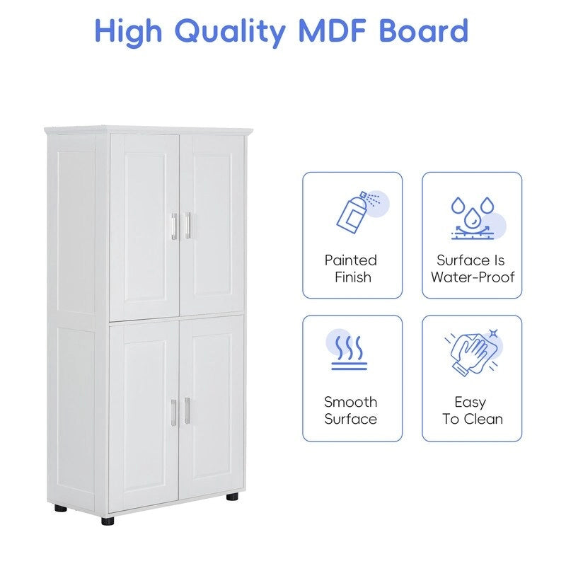 Armoire haute de rangement – Finition bois et blanc, 4 portes