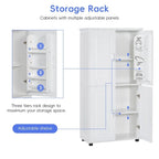 Armoire haute de rangement – Finition bois et blanc, 4 portes
