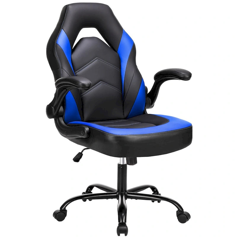 Chaise de Gamer et de Bureau, Accoudoirs Relevables, 1 Personne | Noir+Bleu / Noir+Rouge / Noir+Gris