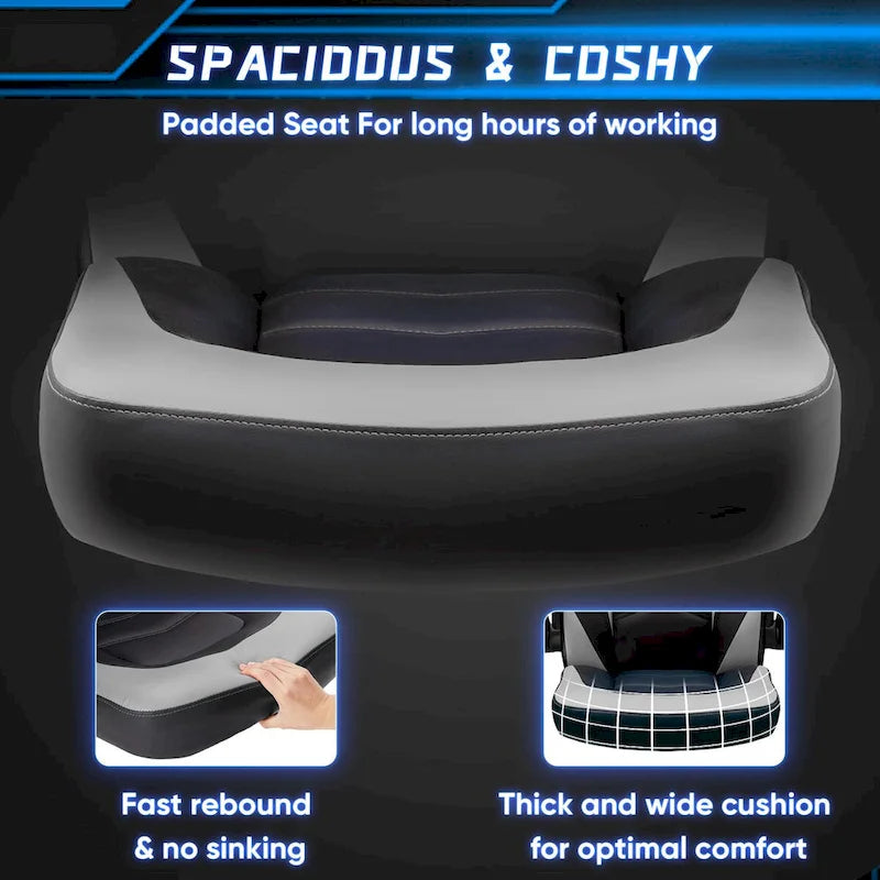 Chaise de Gamer et de Bureau, Accoudoirs Relevables, 1 Personne | Noir+Bleu / Noir+Rouge / Noir+Gris