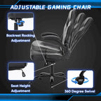 Chaise de Gamer et de Bureau, Accoudoirs Relevables, 1 Personne | Noir+Bleu / Noir+Rouge / Noir+Gris