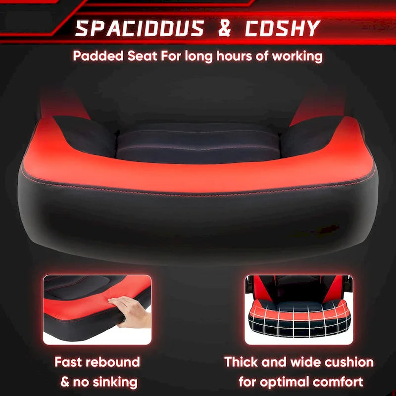 Chaise de Gamer et de Bureau, Accoudoirs Relevables, 1 Personne | Noir+Bleu / Noir+Rouge / Noir+Gris