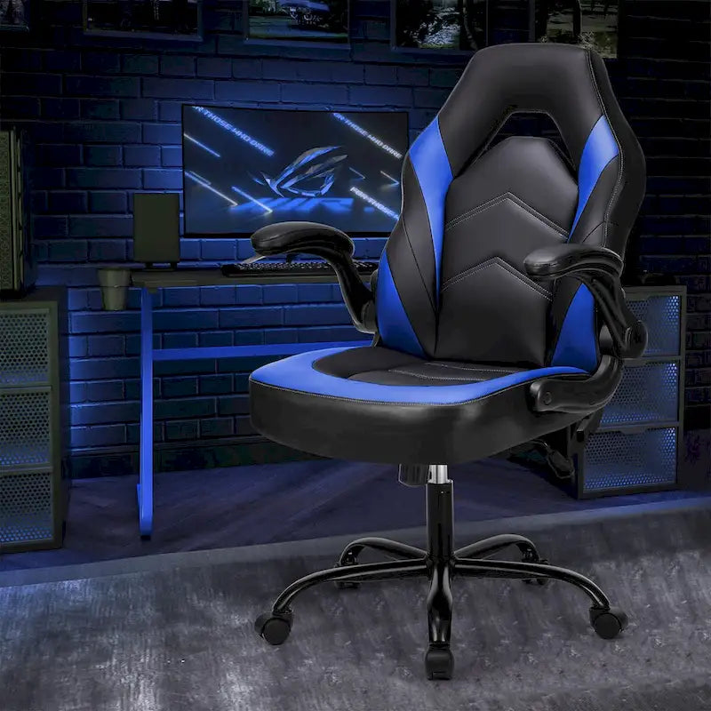 Chaise de Gamer et de Bureau, Accoudoirs Relevables, 1 Personne | Noir+Bleu / Noir+Rouge / Noir+Gris