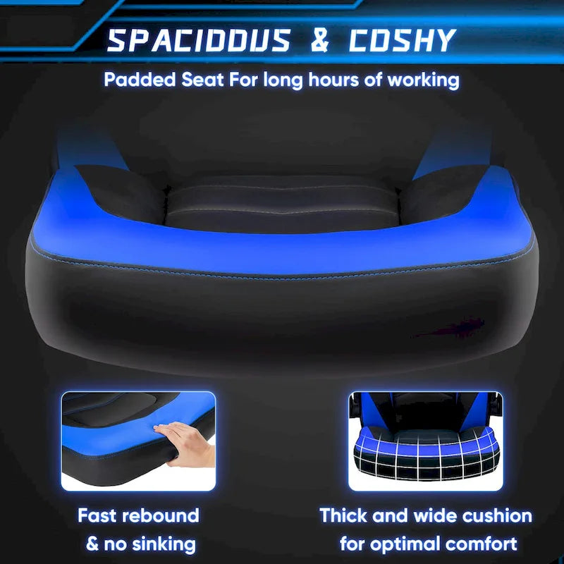 Chaise de Gamer et de Bureau, Accoudoirs Relevables, 1 Personne | Noir+Bleu / Noir+Rouge / Noir+Gris