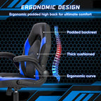 Chaise de Gamer et de Bureau, Accoudoirs Relevables, 1 Personne | Noir+Bleu / Noir+Rouge / Noir+Gris
