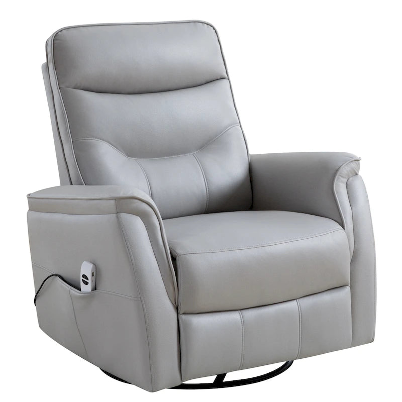 Fauteuil inclinable, pivotant et coulissant électrique en similicuir beige/gris/marron, une place