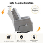 Fauteuil inclinable, pivotant et coulissant électrique en similicuir beige/gris/marron, une place