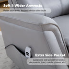 Fauteuil inclinable, pivotant et coulissant électrique en similicuir beige/gris/marron, une place