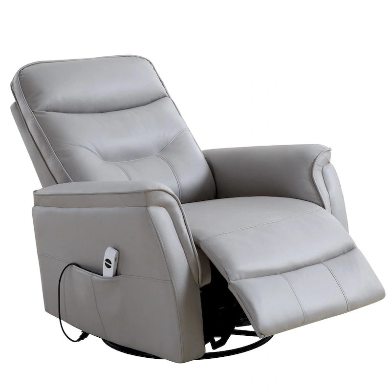 Fauteuil inclinable, pivotant et coulissant électrique en similicuir beige/gris/marron, une place