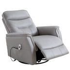 Fauteuil inclinable, pivotant et coulissant électrique en similicuir beige/gris/marron, une place