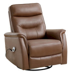 Fauteuil inclinable, pivotant et coulissant électrique en similicuir beige/gris/marron, une place