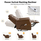 Fauteuil inclinable, pivotant et coulissant électrique en similicuir beige/gris/marron, une place