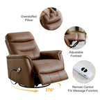 Fauteuil inclinable, pivotant et coulissant électrique en similicuir beige/gris/marron, une place
