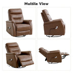 Fauteuil inclinable, pivotant et coulissant électrique en similicuir beige/gris/marron, une place