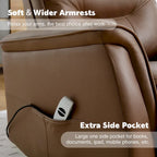 Fauteuil inclinable, pivotant et coulissant électrique en similicuir beige/gris/marron, une place