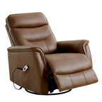 Fauteuil inclinable, pivotant et coulissant électrique en similicuir beige/gris/marron, une place