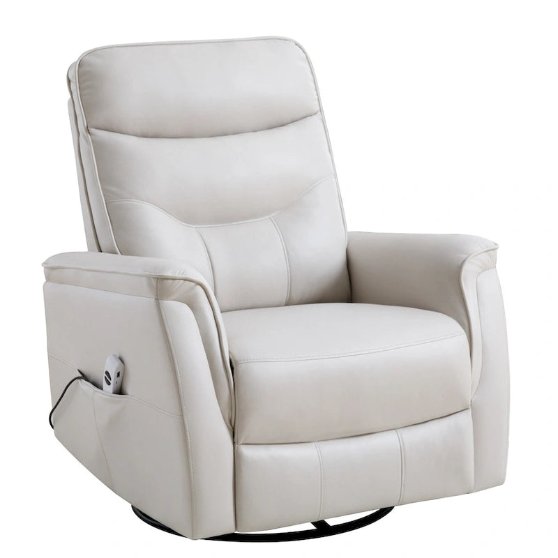 Fauteuil inclinable, pivotant et coulissant électrique en similicuir beige/gris/marron, une place