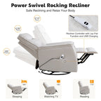 Fauteuil inclinable, pivotant et coulissant électrique en similicuir beige/gris/marron, une place