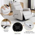 Fauteuil inclinable, pivotant et coulissant électrique en similicuir beige/gris/marron, une place