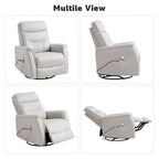 Fauteuil inclinable, pivotant et coulissant électrique en similicuir beige/gris/marron, une place