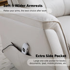 Fauteuil inclinable, pivotant et coulissant électrique en similicuir beige/gris/marron, une place