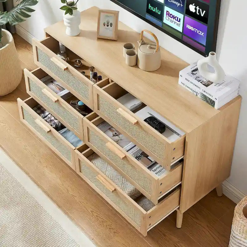 Commode en rotin naturel – 6 ou 8 tiroirs